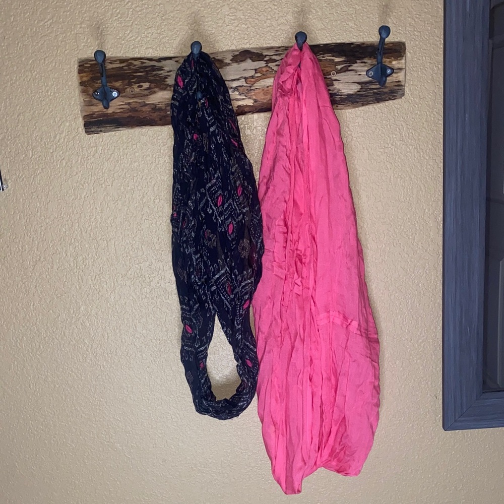 Pink and Black Patterned Scarves